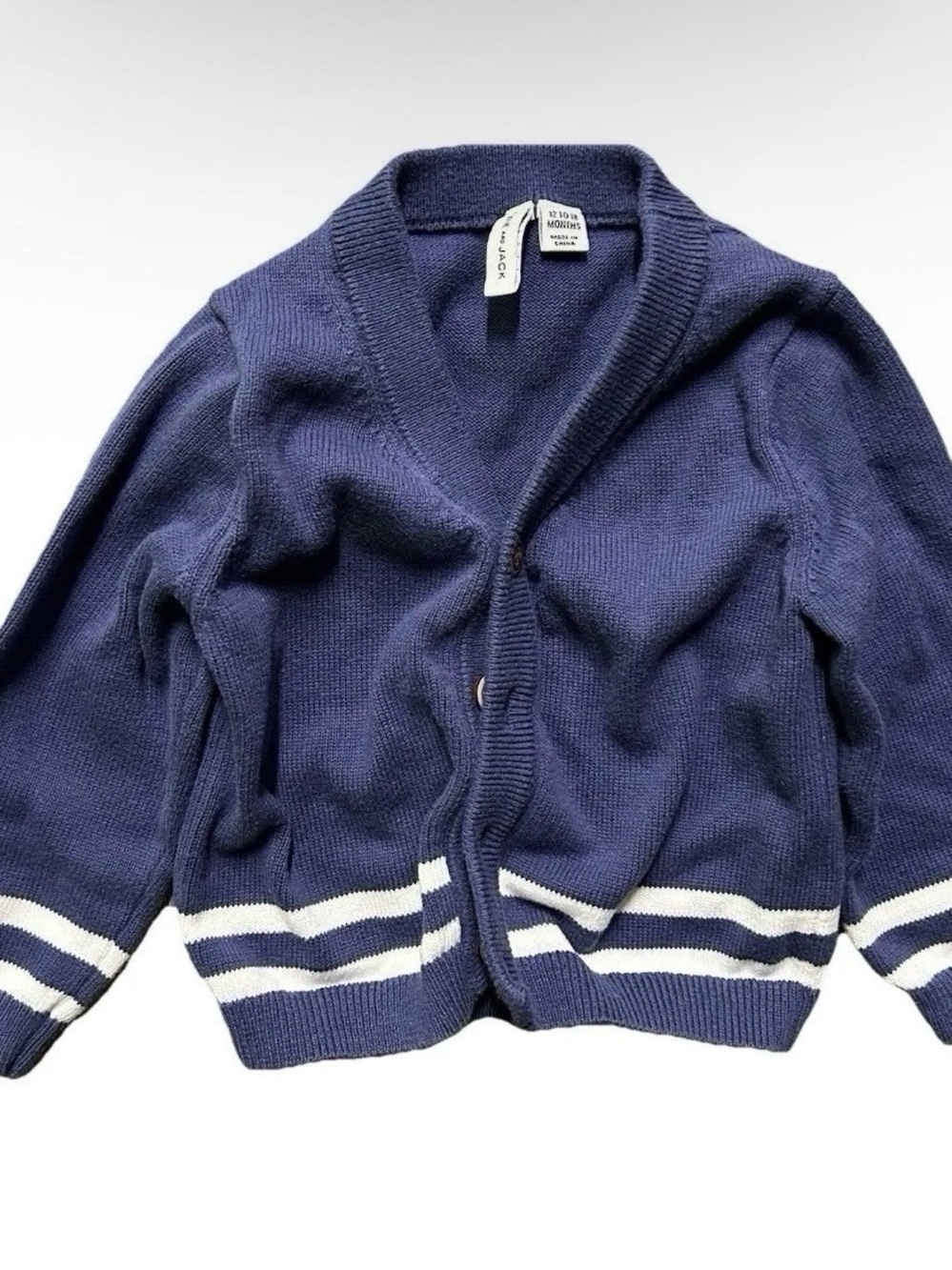 Janie And Jack Baby Toddler Blue White Button Up Cardigan Size 12-18 Months